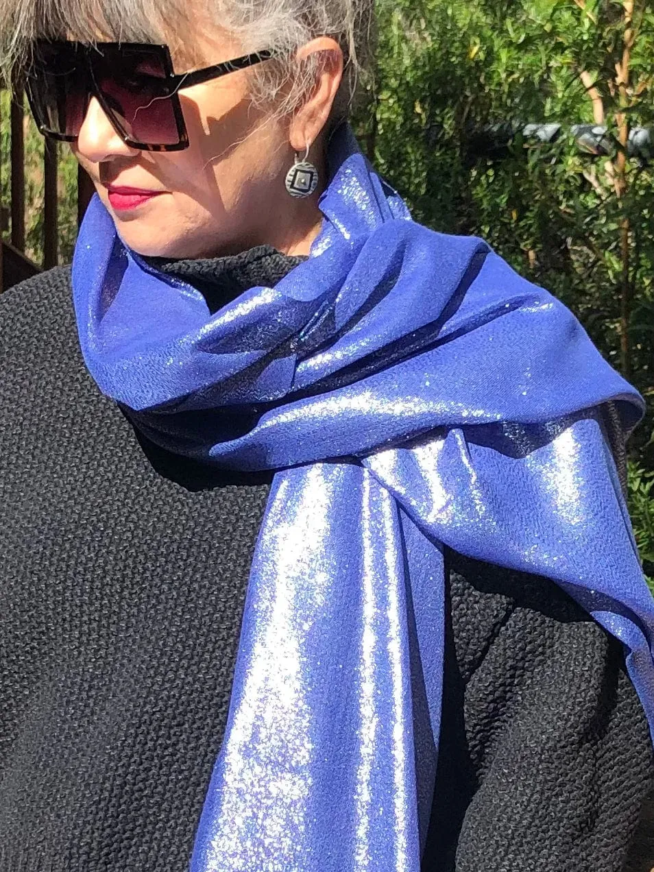 🥂 Metallic Scarf - Blue Sapphire - Glamour Shawl