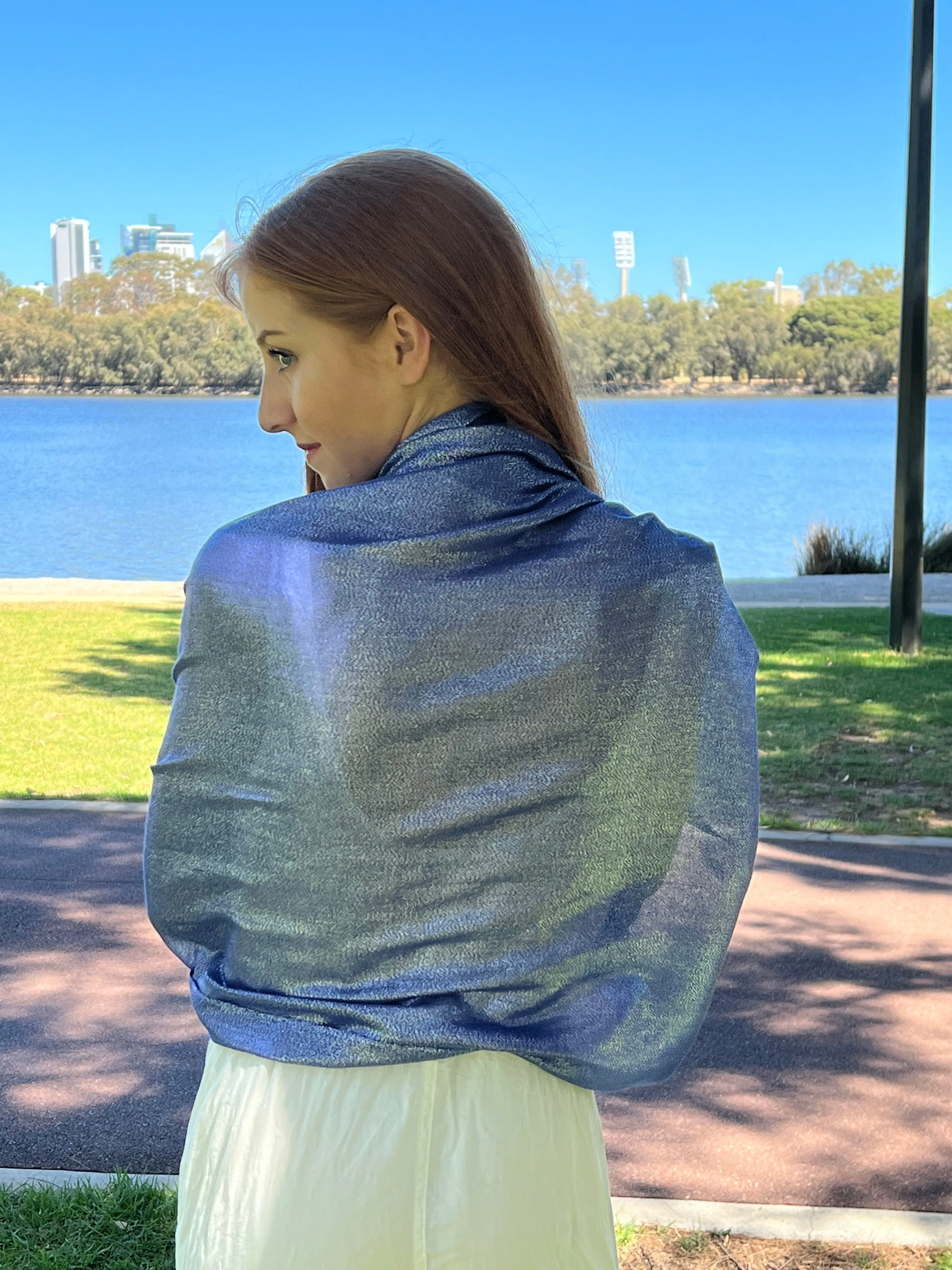 🥂 Metallic Scarf - Blue Sapphire - Glamour Shawl