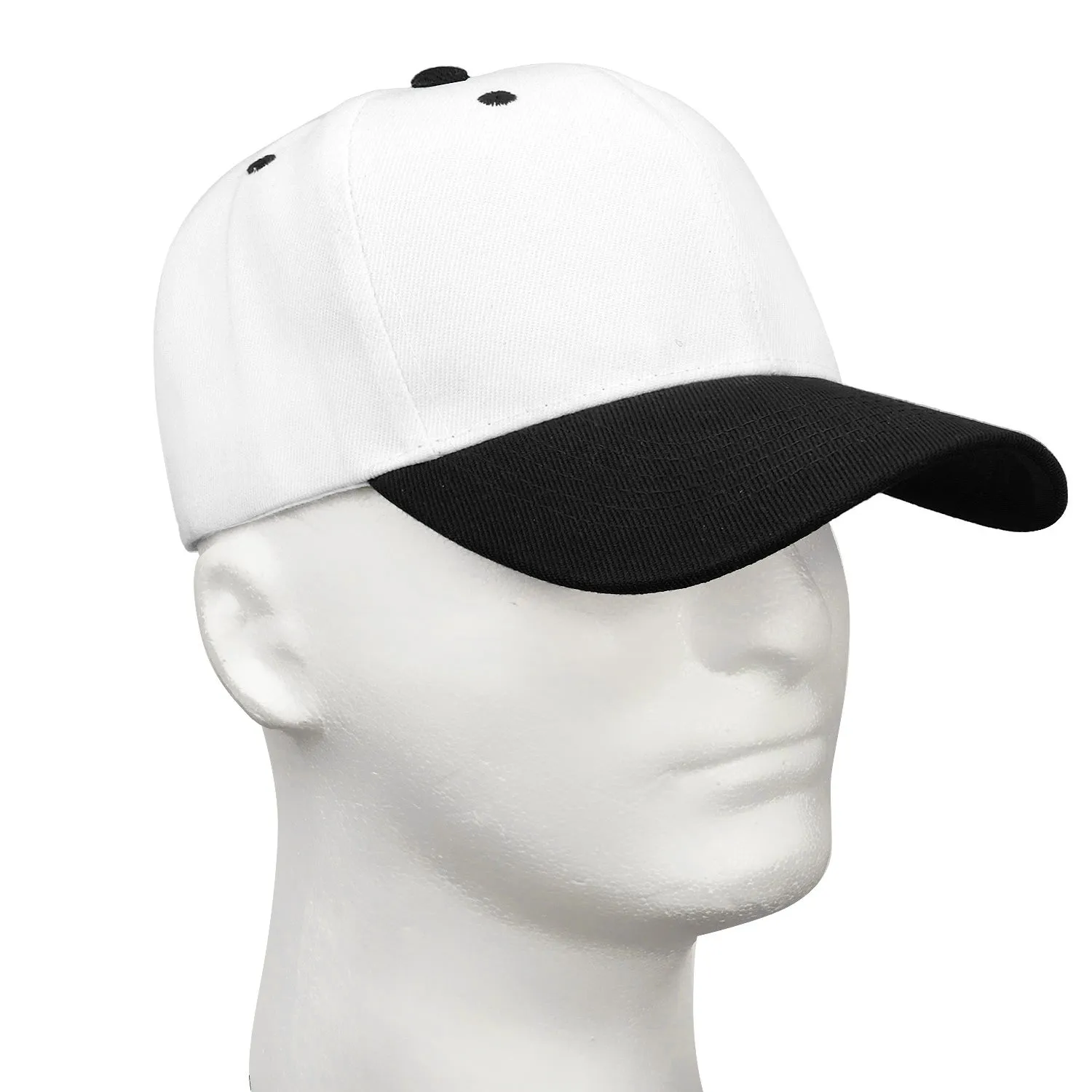 12-Pack Baseball Dad Cap Velcro Strap Adjustable Size - White/Black