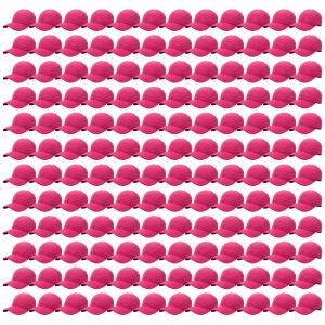 144-Pack Baseball Dad Cap Velcro Strap Adjustable Size - Hot Pink