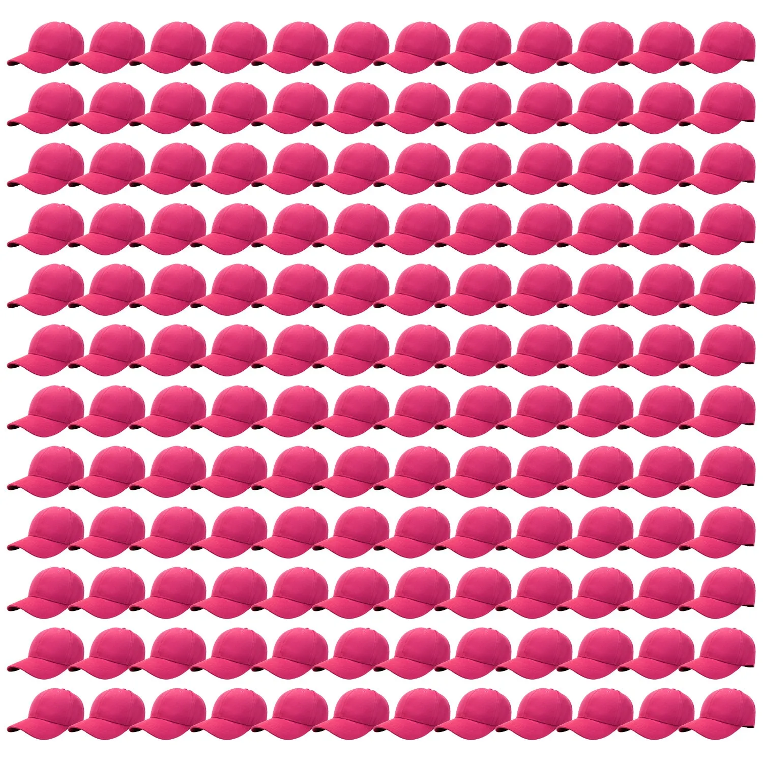 144-Pack Baseball Dad Cap Velcro Strap Adjustable Size - Hot Pink