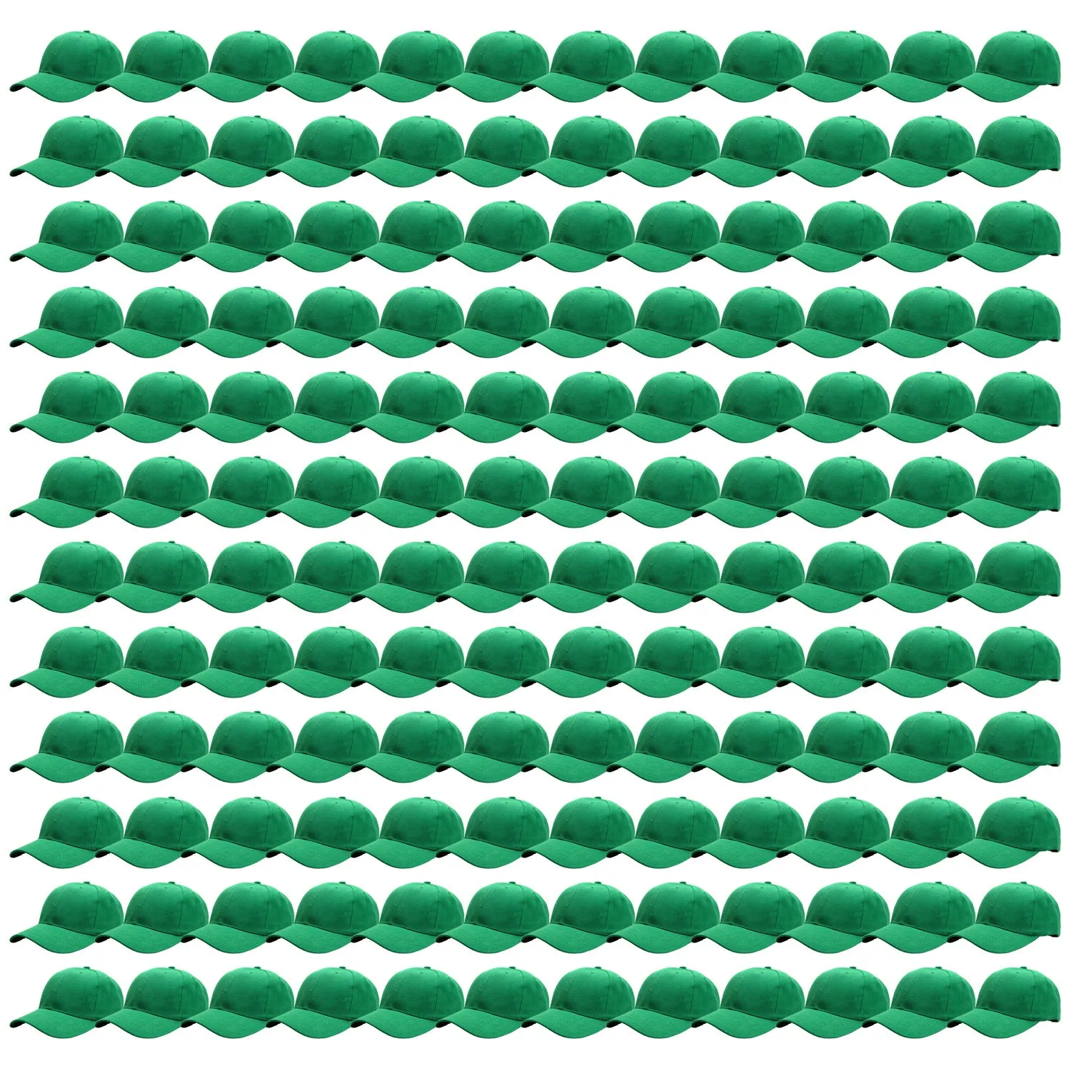 144-Pack Baseball Dad Cap Velcro Strap Adjustable Size - Kelly Green