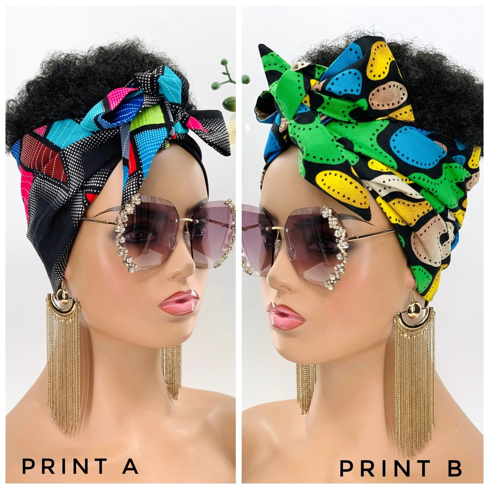 African Print Head Tie