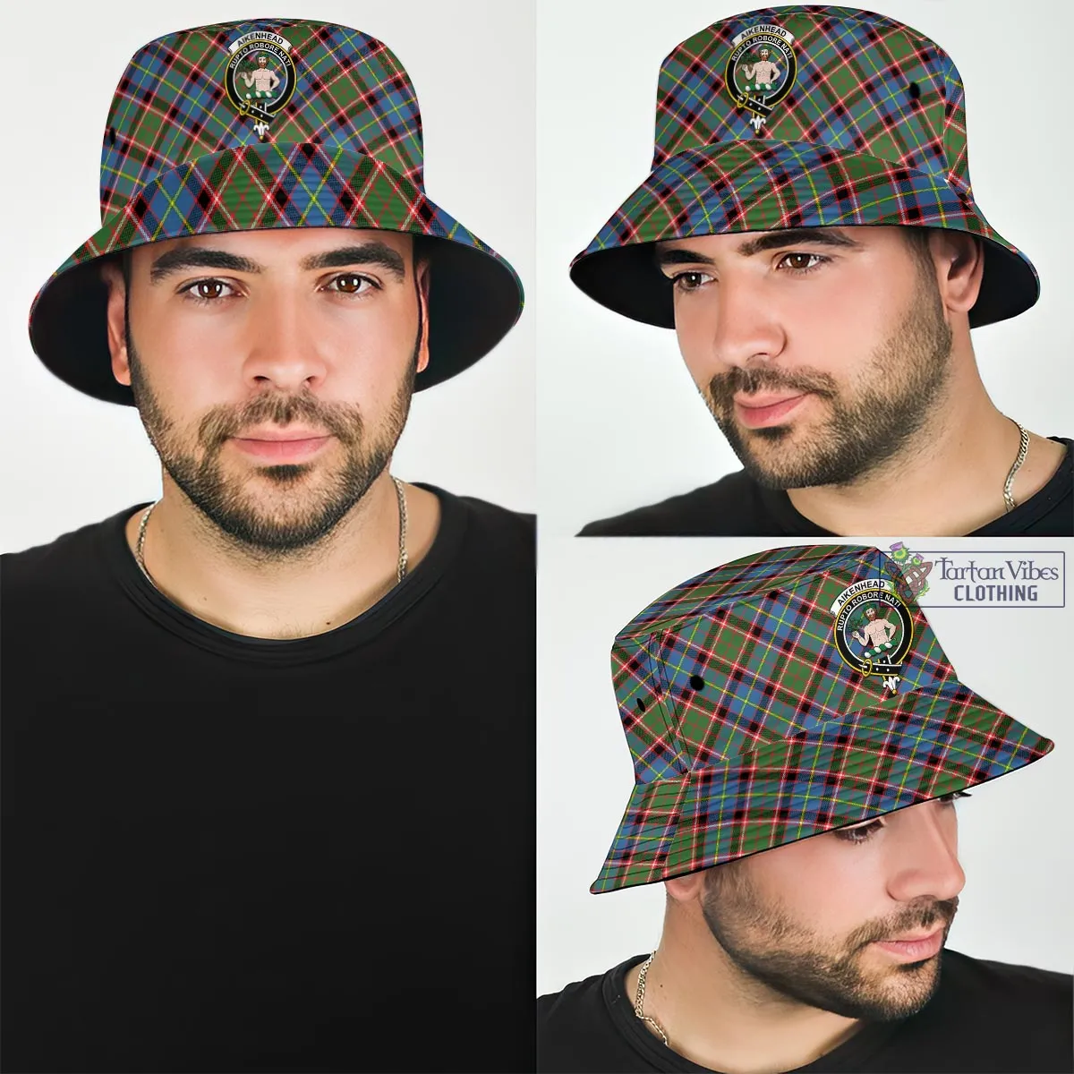 Aikenhead Tartan Bucket Hat with Family Crest