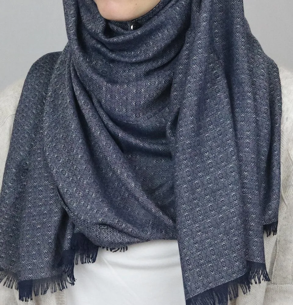 Aker Jacquard Hijab Shawl Navy Blue 1023BRL