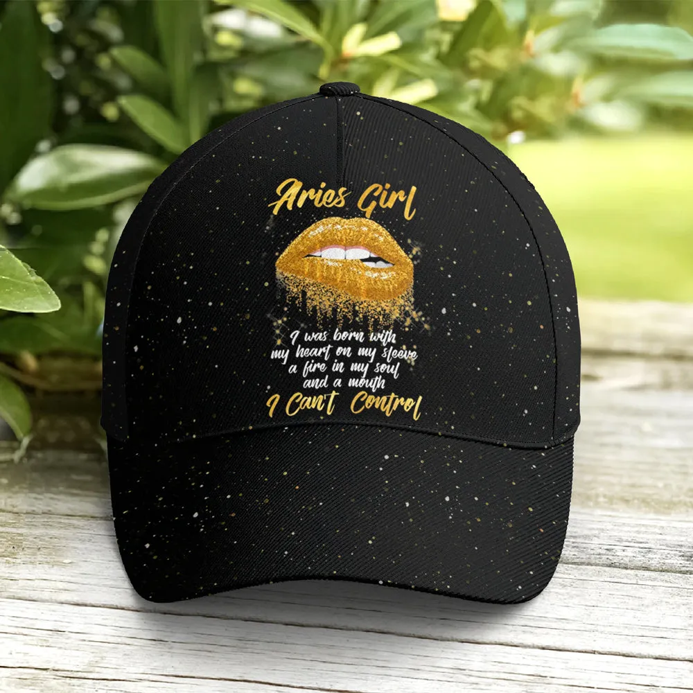 Aries Girl Sassy Lips Baseball Cap Coolspod