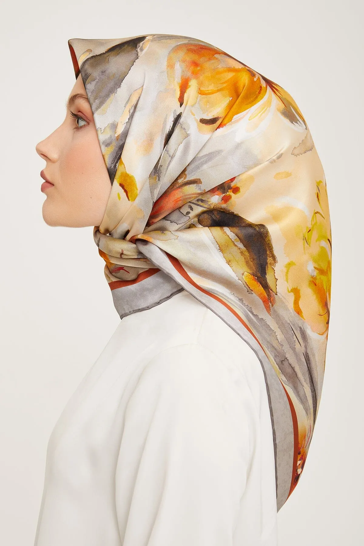 Armine Iris Floral Silk Scarf #31