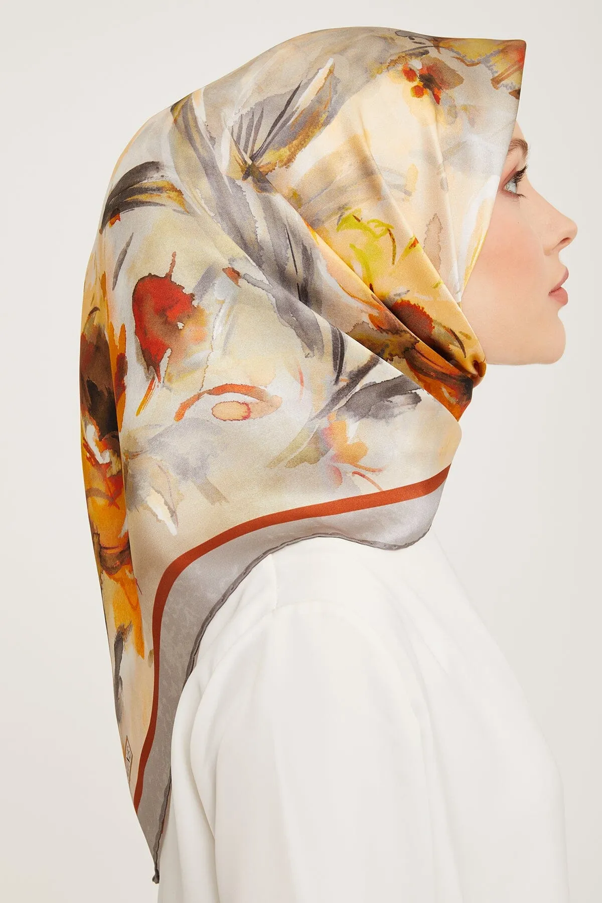 Armine Iris Floral Silk Scarf #31