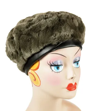 Beret, Reversible - Cuddly Faux Fur in Army Green (One Medium Left!)