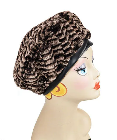 Beret, Reversible -  Luxury Faux Fur in 8mm (Only Sepia Left!)