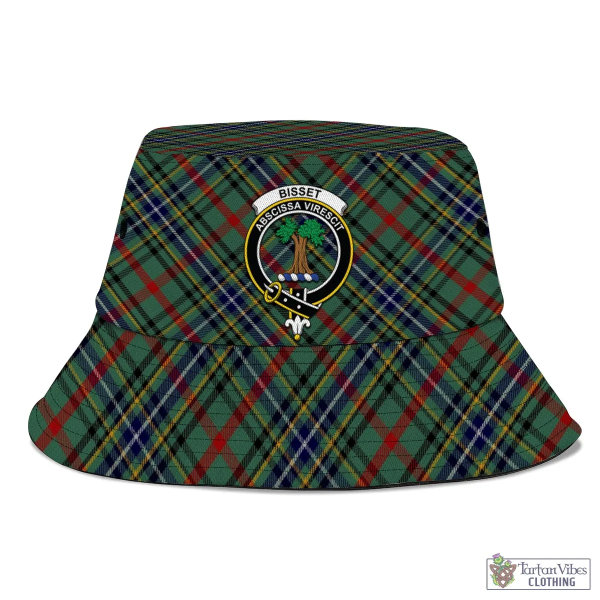 Bisset Tartan Bucket Hat with Family Crest