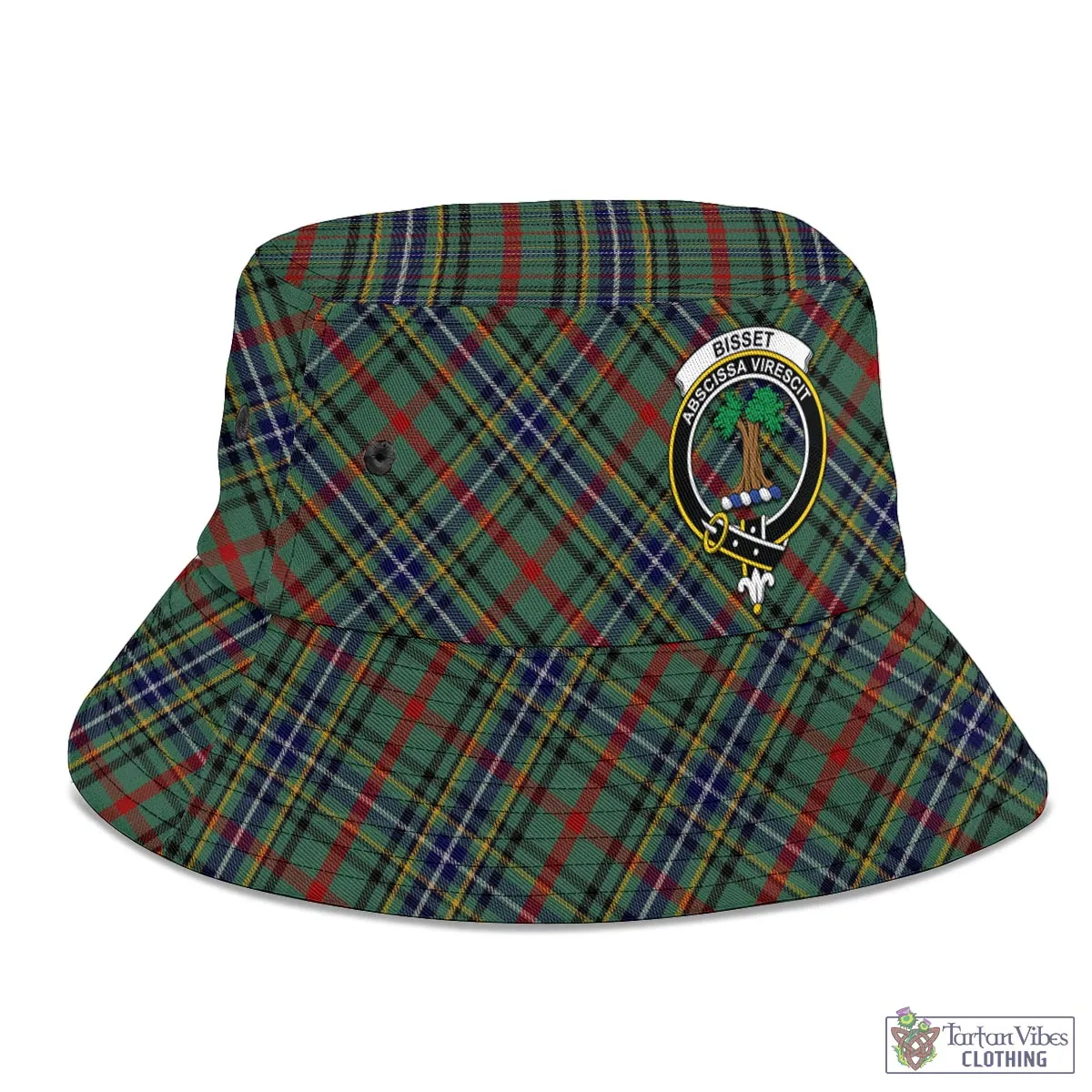 Bisset Tartan Bucket Hat with Family Crest