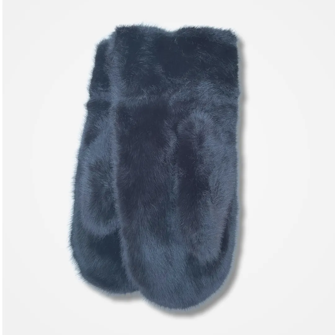 Black Faux Fur Mittens