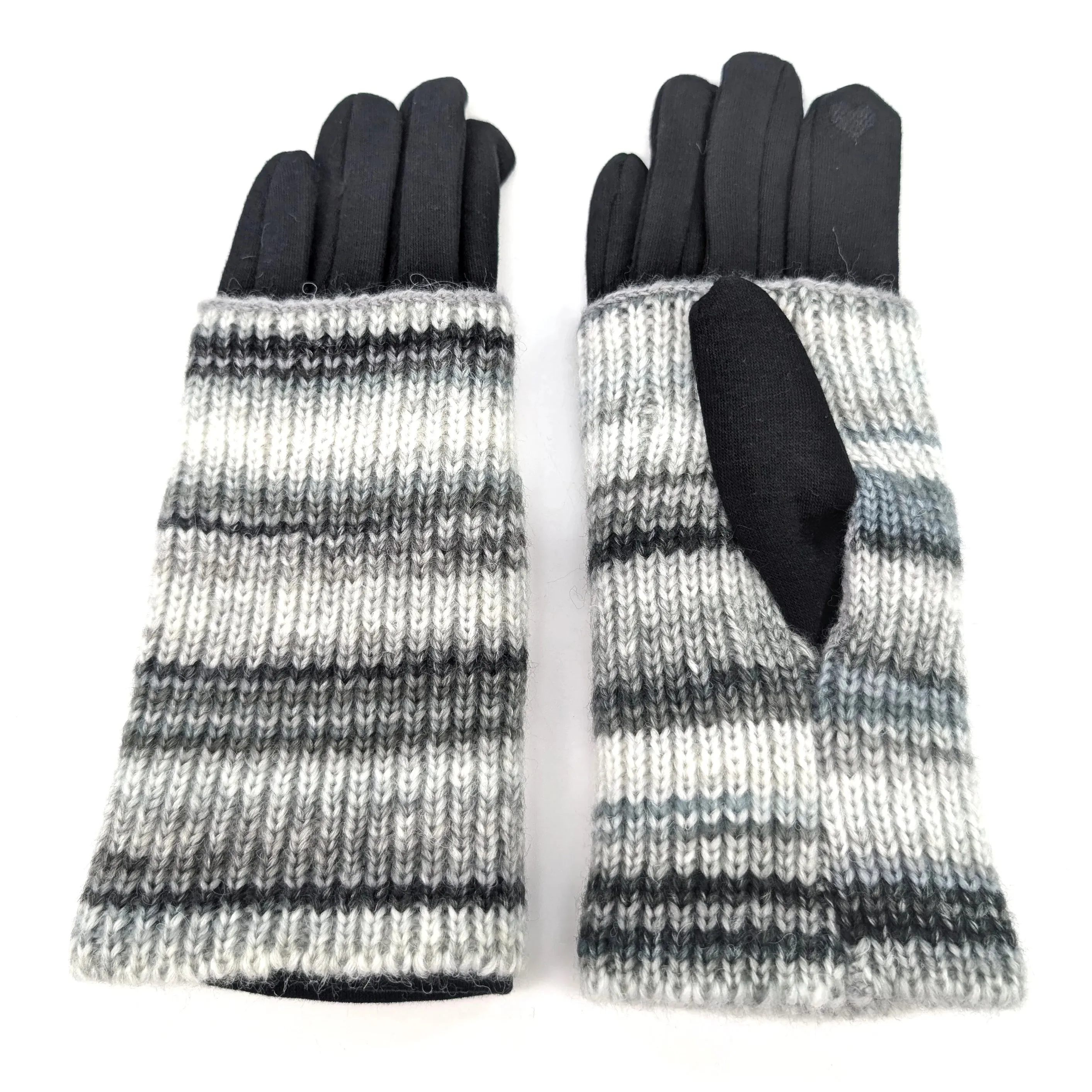 Black Ginger Snowy Charcoal Multi Striped Two in One Gloves - 800-612