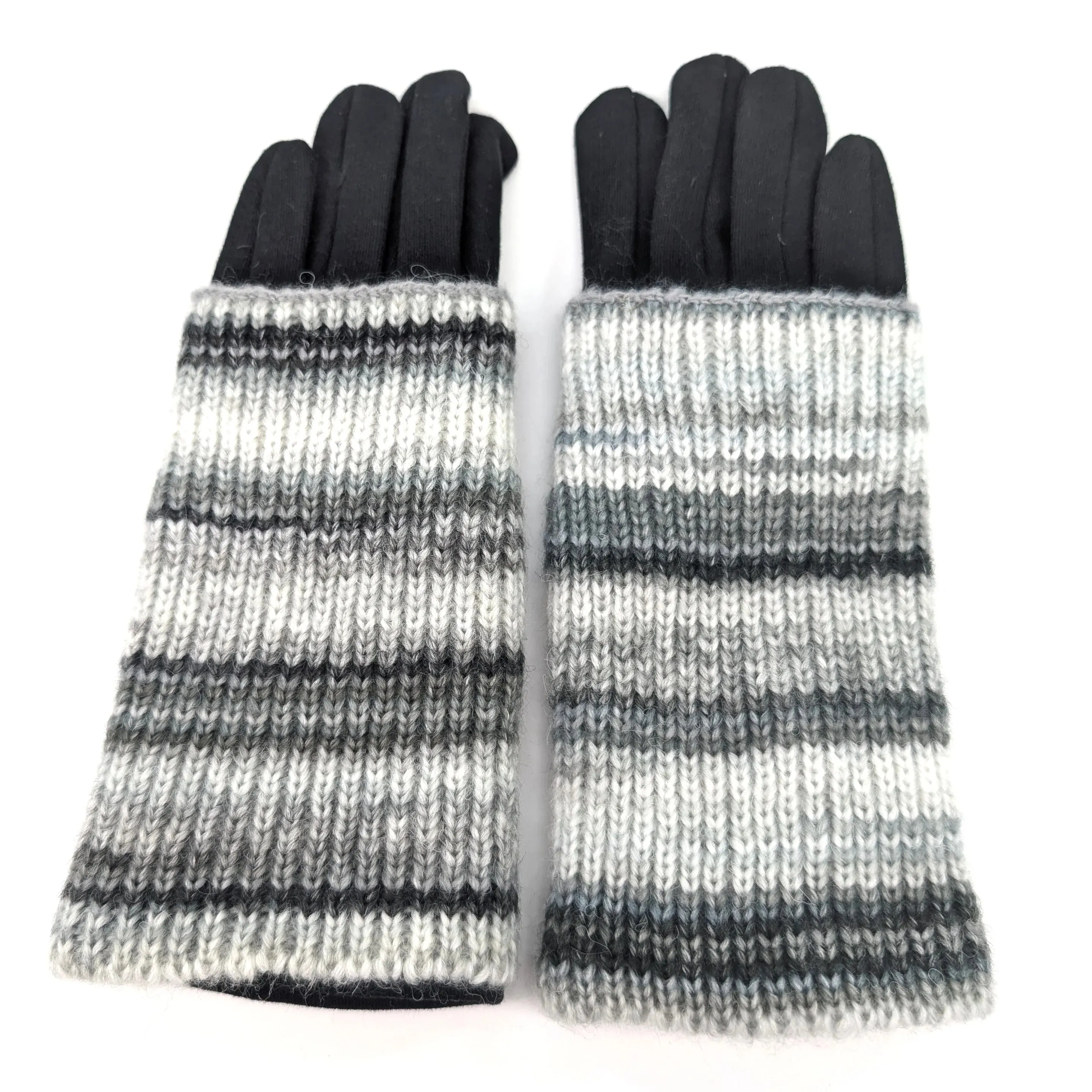 Black Ginger Snowy Charcoal Multi Striped Two in One Gloves - 800-612