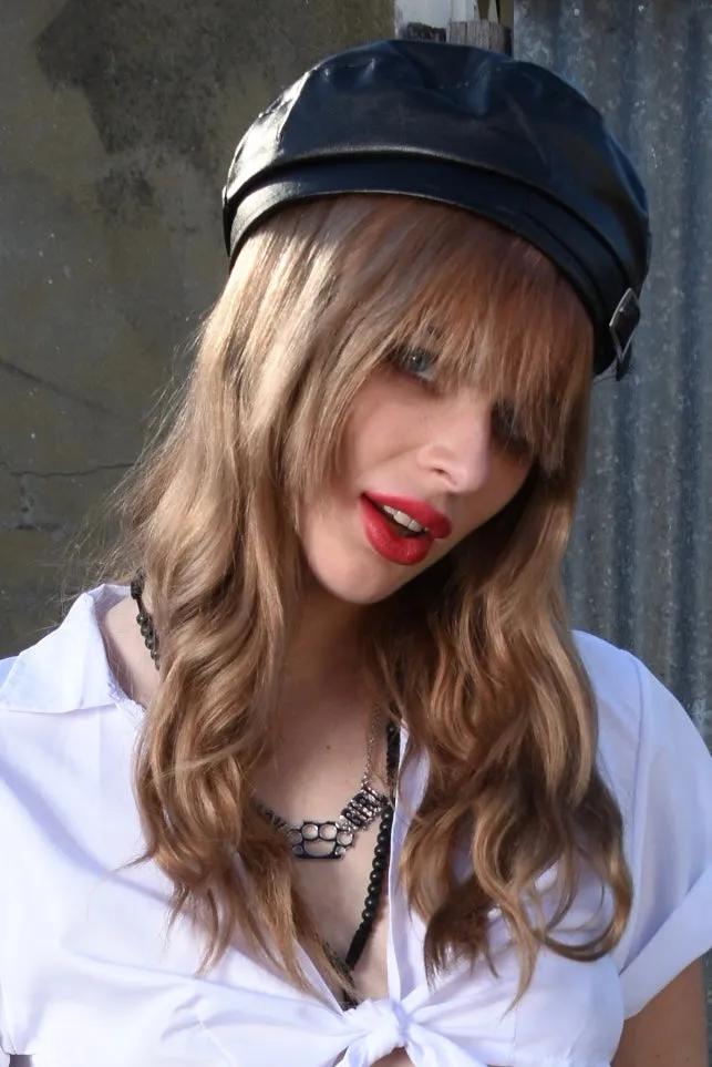 Black Pleather Beret