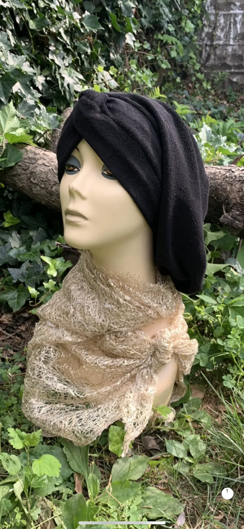 Black Terry Snood | Classic Turban Snood  Head Cover For Women | Proudly Made in USA