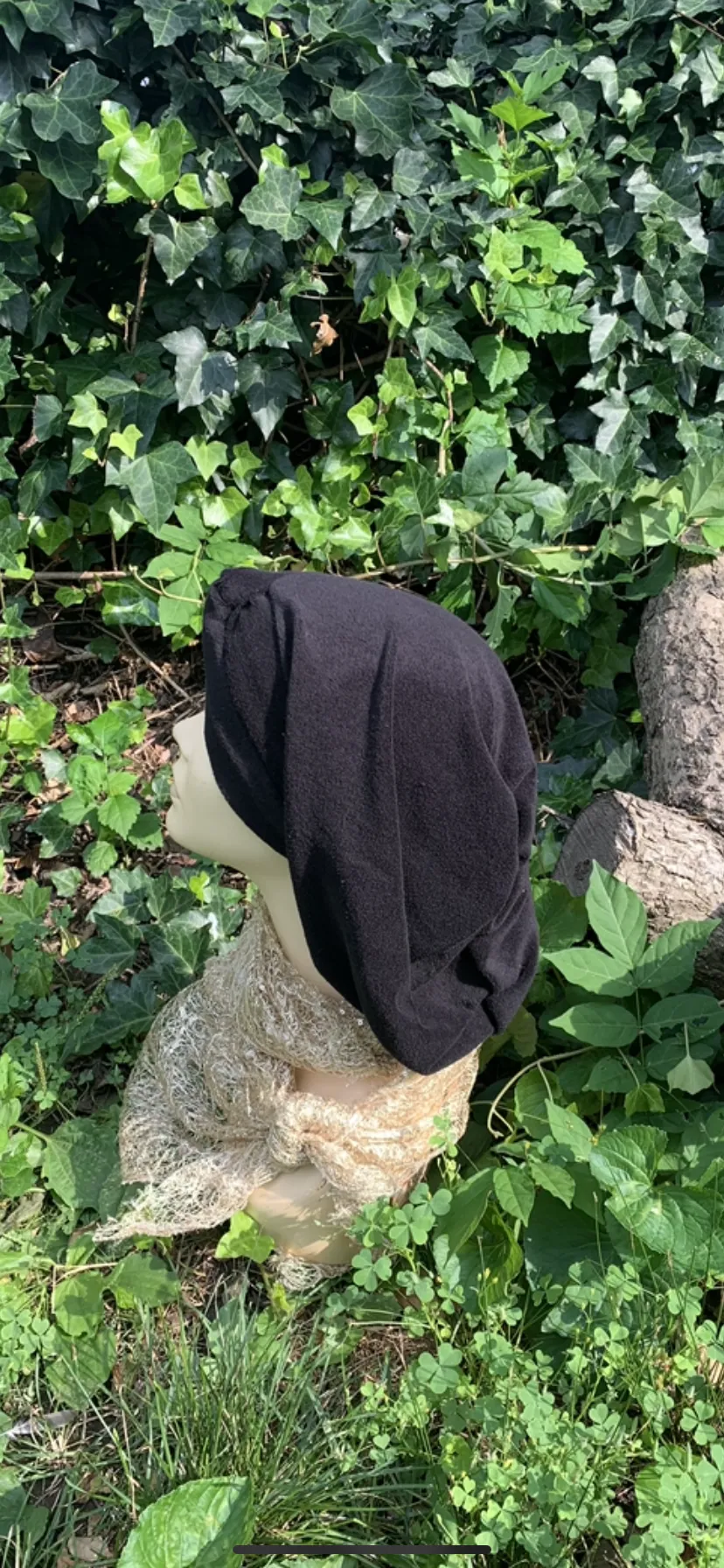 Black Terry Snood | Classic Turban Snood  Head Cover For Women | Proudly Made in USA