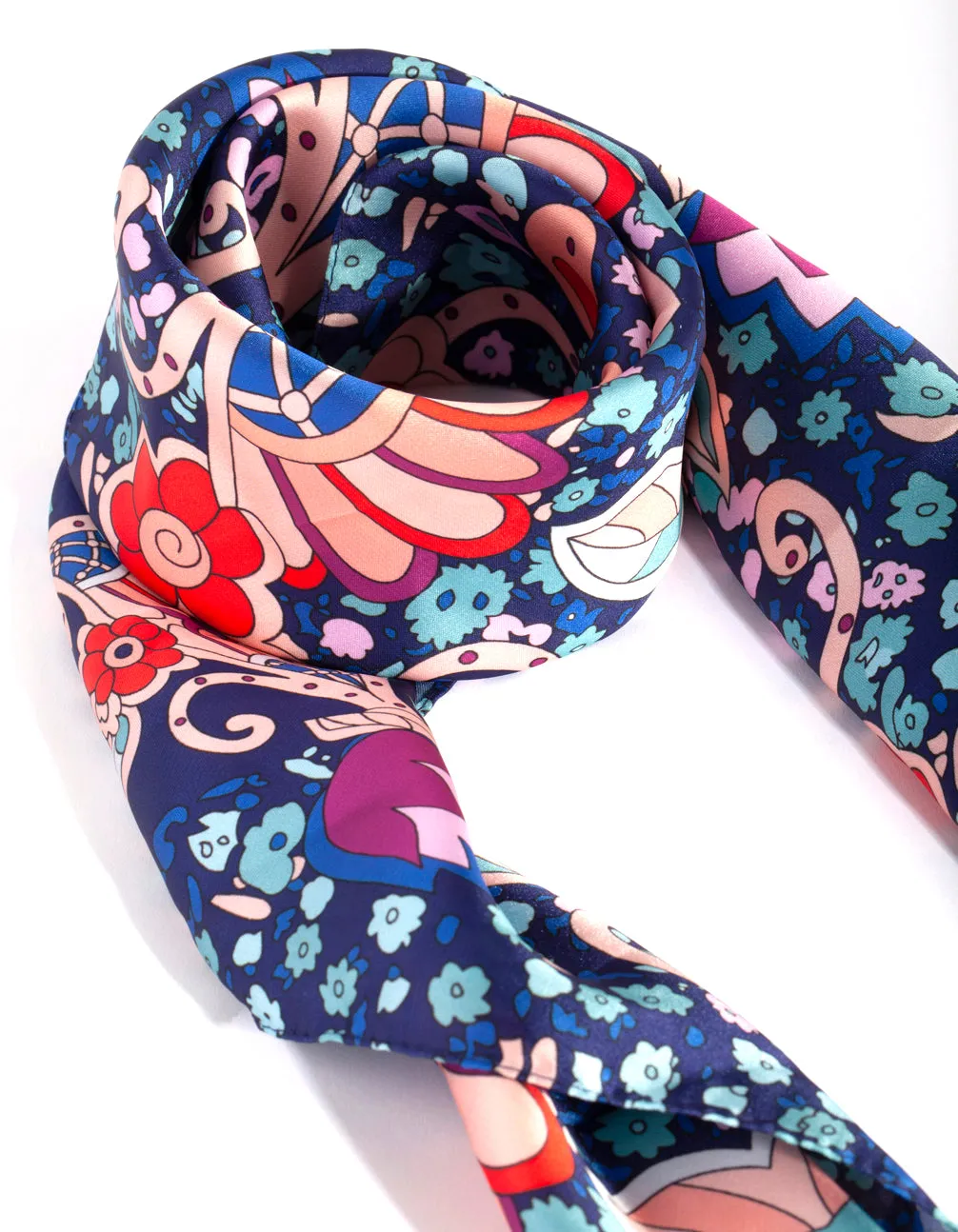 Blue Blush Paisley Fabric Bandana Hair Scarf