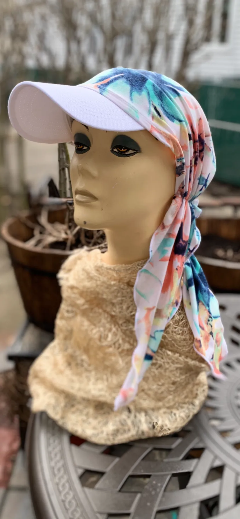 Boat Safe Design | Tennis Hat | Floral Scarf Visor | Made in USA by Uptown Girl Headwear