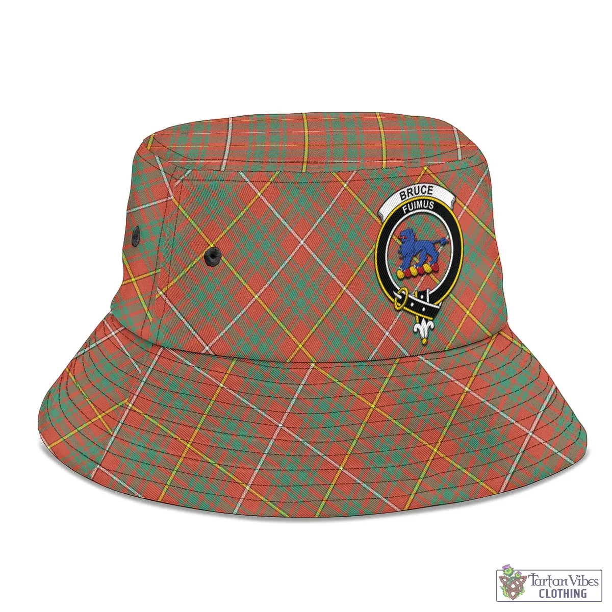 Bruce Ancient Tartan Bucket Hat with Family Crest