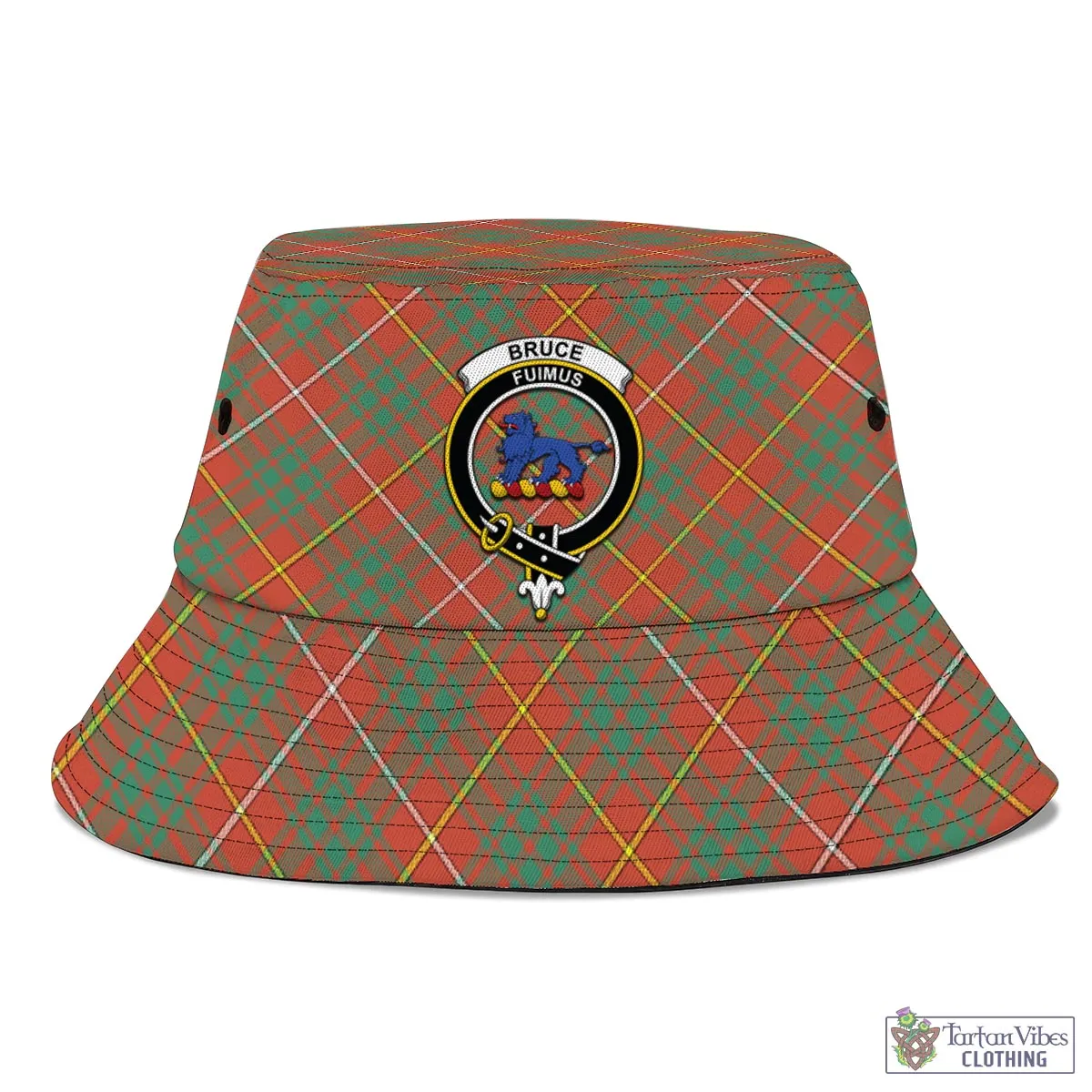 Bruce Ancient Tartan Bucket Hat with Family Crest