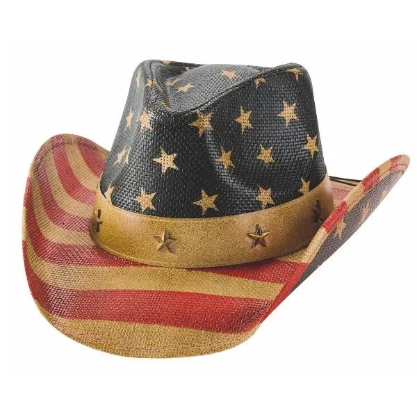 Bullhide Straw Western Flag Hat - Old Glory