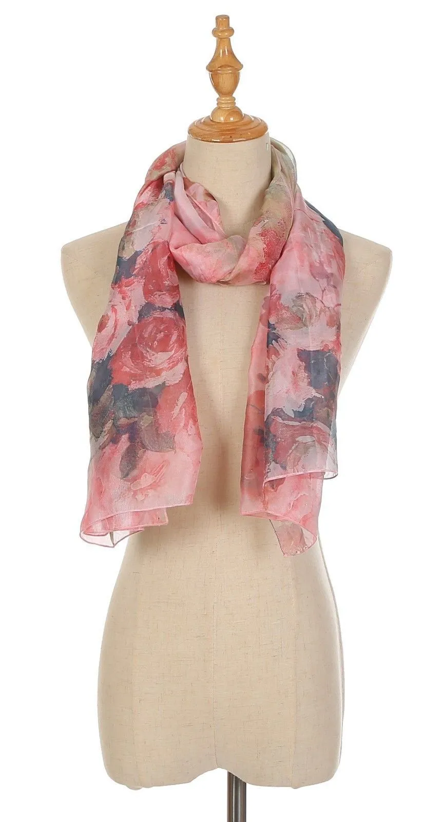 Casaba Womens Floral Sheer Scarves Scarf Convertible Poncho Top Light Wrap