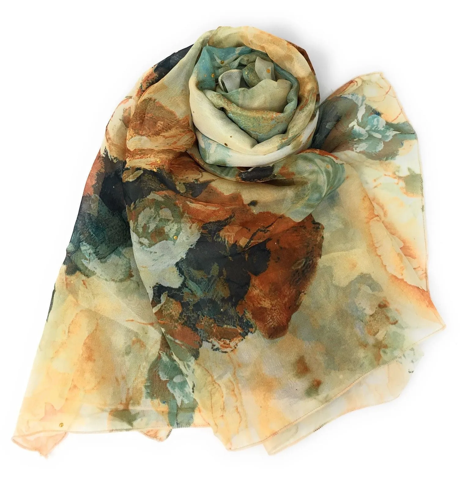 Casaba Womens Floral Sheer Scarves Scarf Convertible Poncho Top Light Wrap