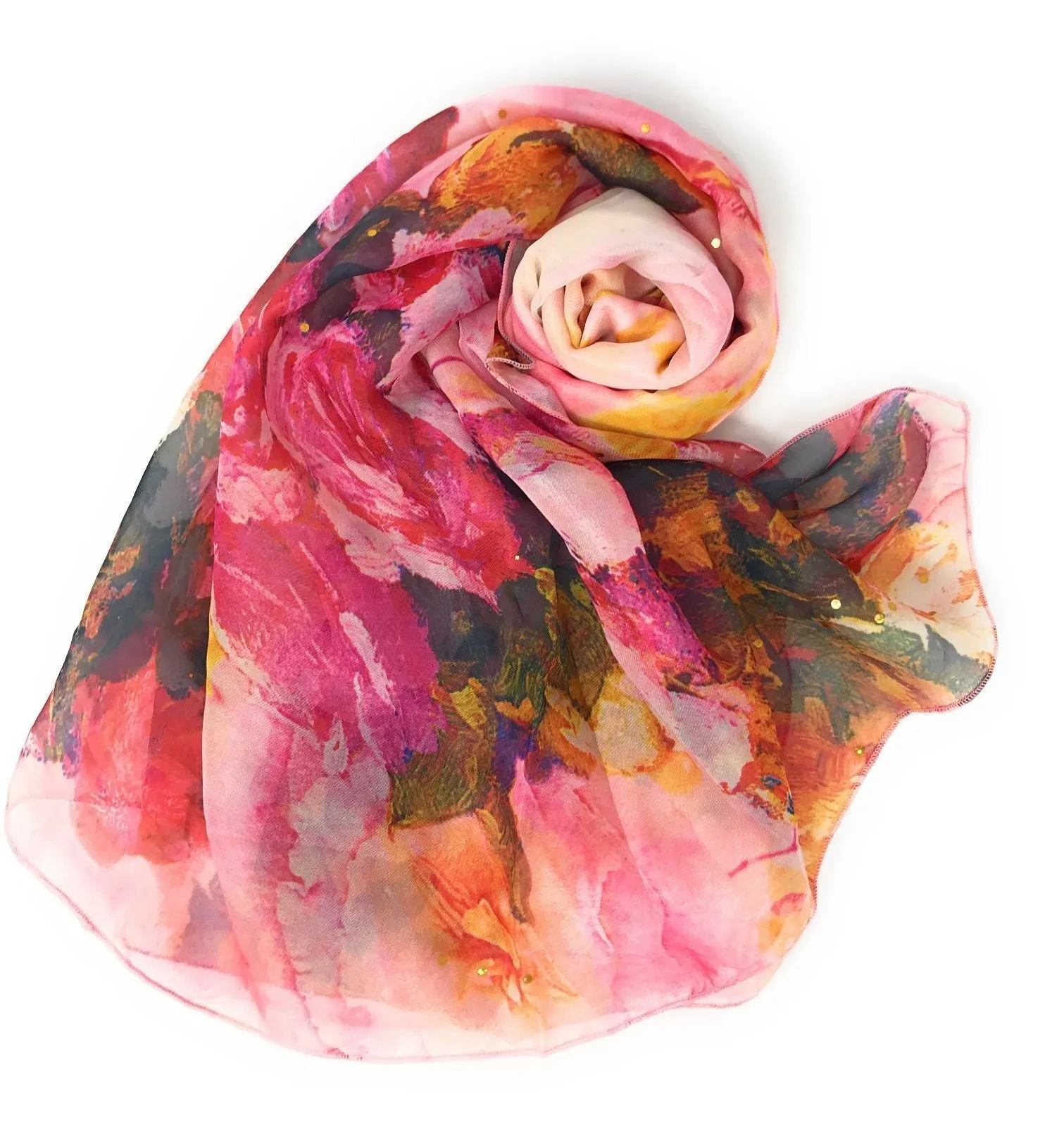 Casaba Womens Floral Sheer Scarves Scarf Convertible Poncho Top Light Wrap