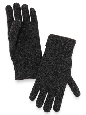 Cashmere Lined Knit Gloves - Charcoal