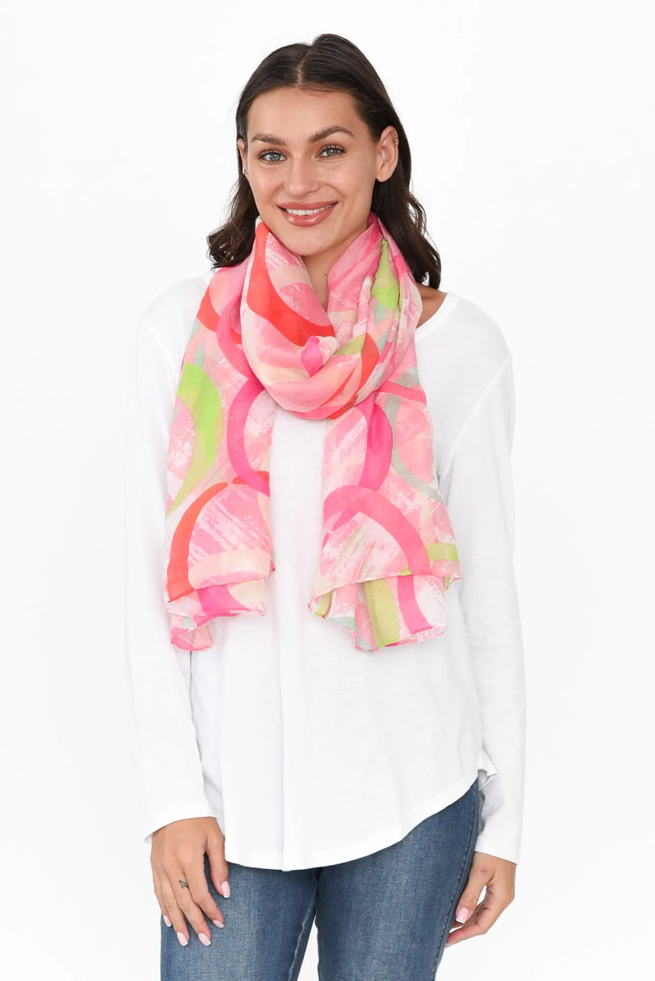 Claris Pink Swirl Scarf