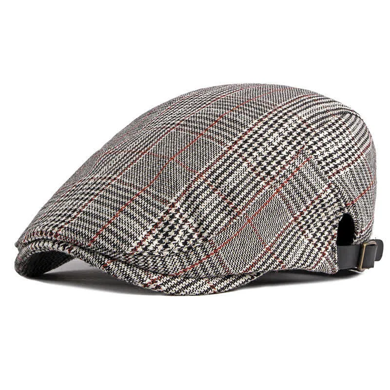 Classic Plaid Beret Cabbie Flat Cap