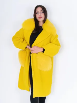 Coat fox Pockets And Neck Yellow