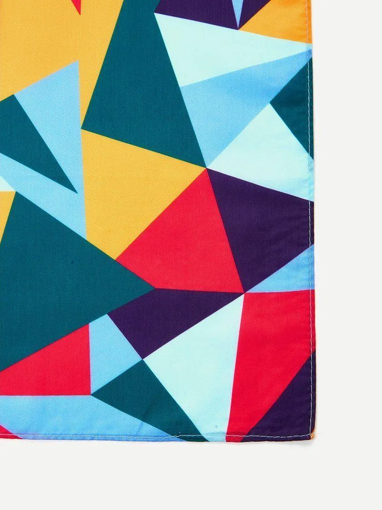 Color Block Geometric Bandana Scarf