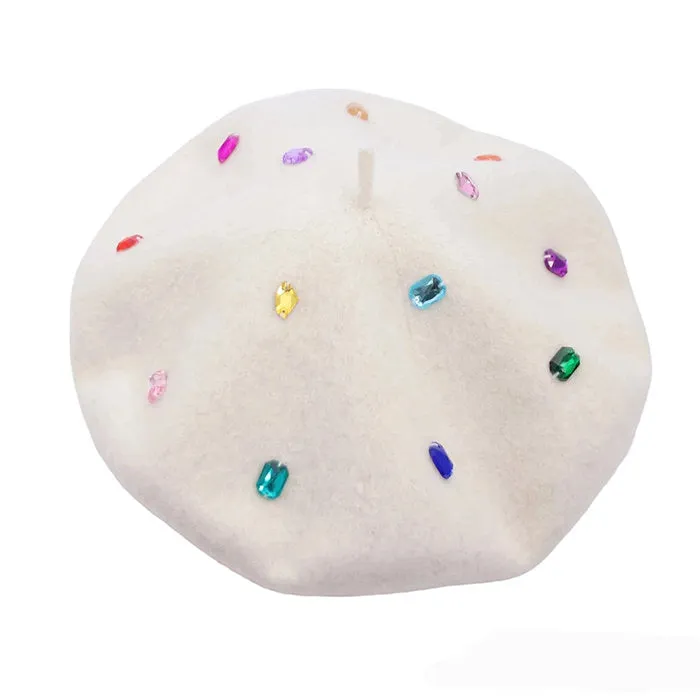 Colorful Rhinestone Beret Hat