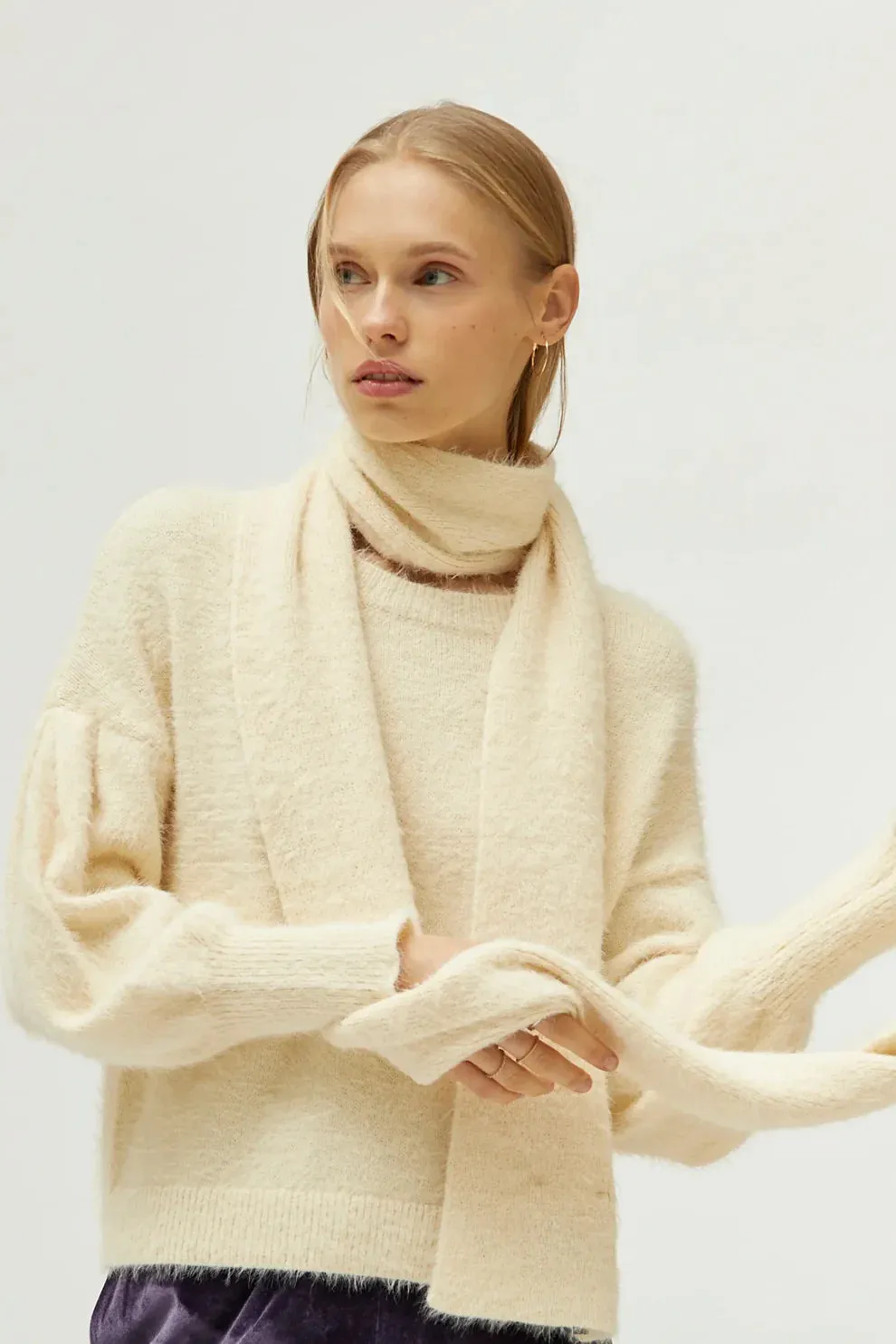 Compania Fantasica Buttermilk Textured Knit Scarf