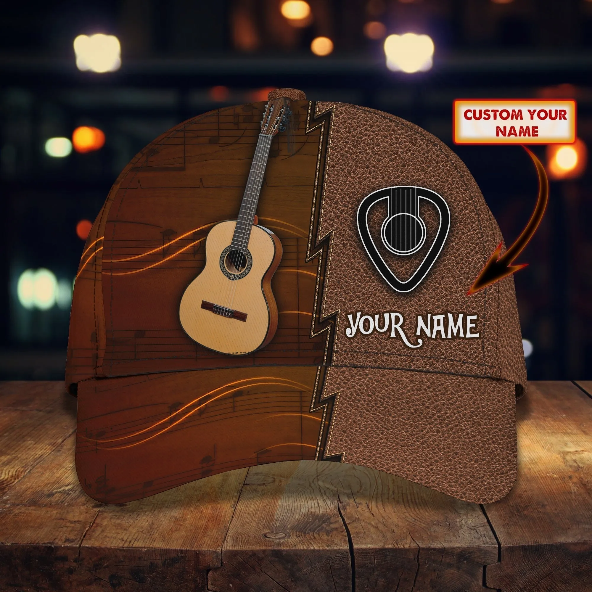 Custom Name Funny Gift For Guitar Man, Guitarist Baseball 3D Cap, Where World Fall Music Speak, Musican Cap