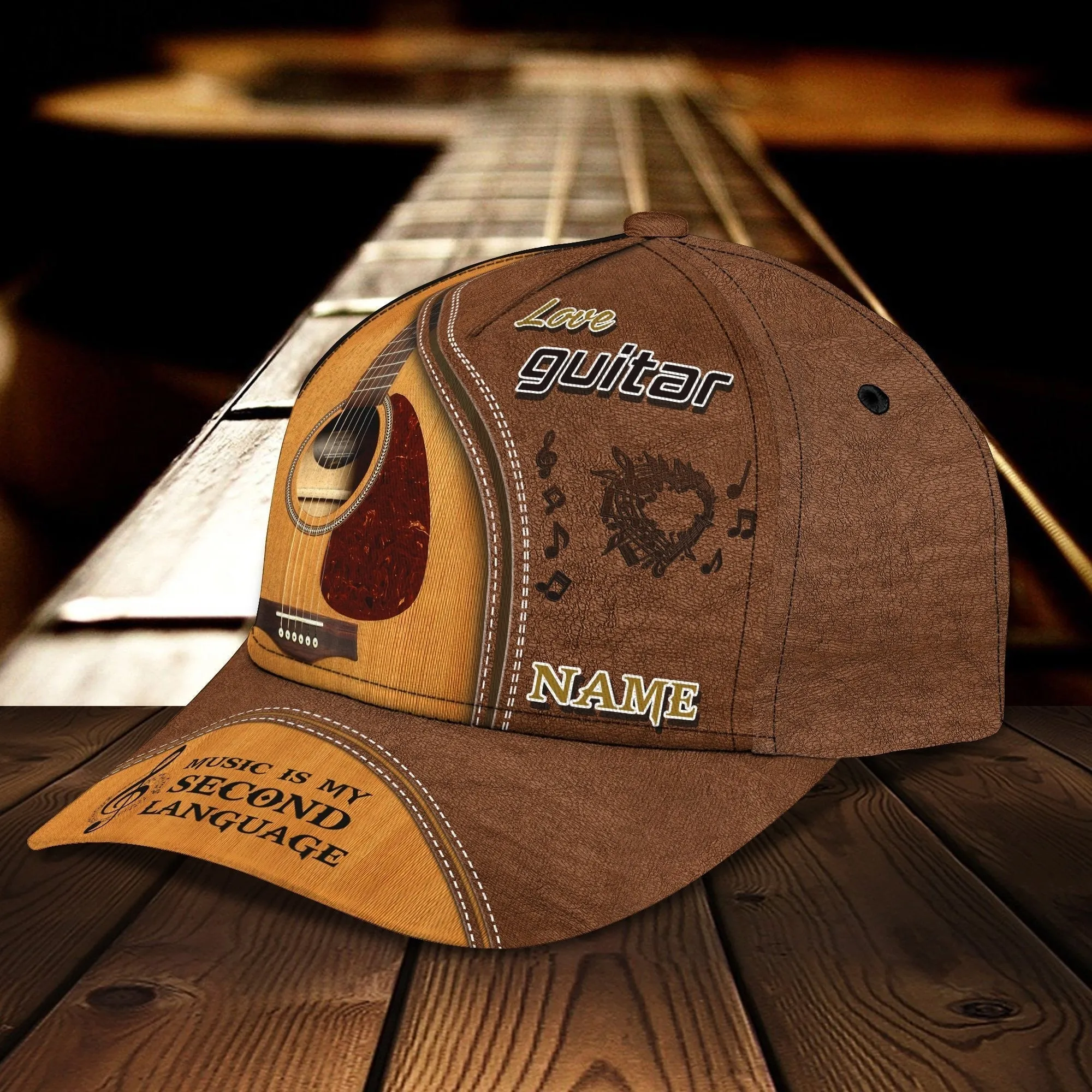 Custom Name Funny Gift For Guitar Man, Guitarist Baseball 3D Cap, Where World Fall Music Speak, Musican Cap