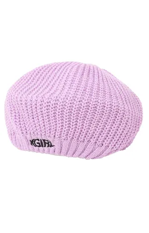 Embroidered Cotton Beret - Light Purple