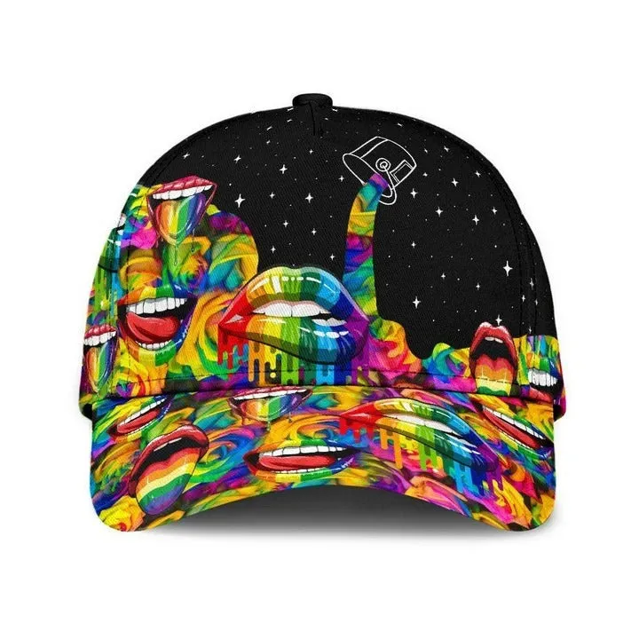 Everyone Should Be Allowed Love Lgbt Printing Baseball Cap Hat, Rainbow Lips Pride Hat