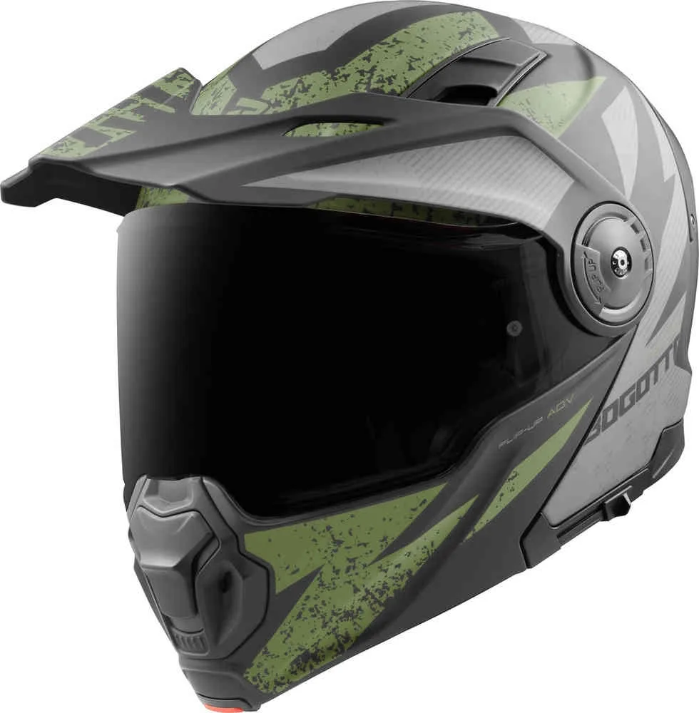 FG-102 Safari Fiberglass Enduro/Flip Up Helmet Bogotto matte black/gray/green