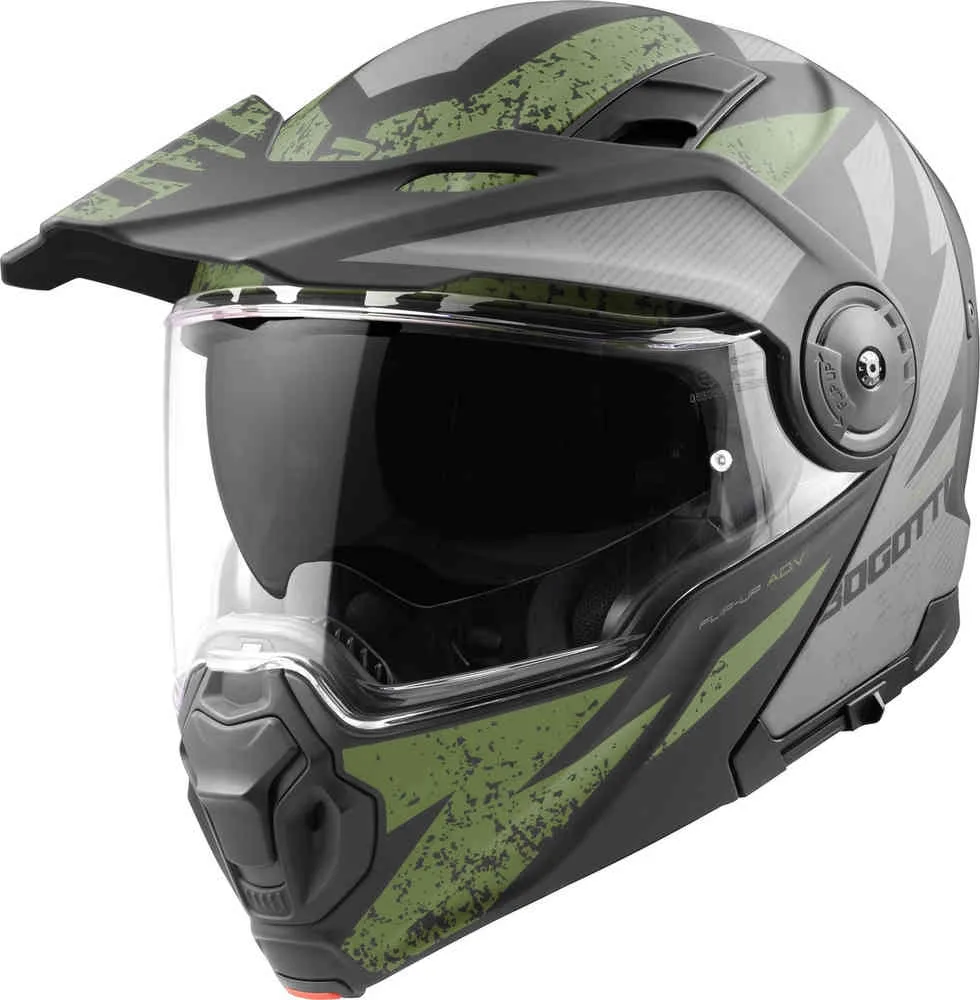 FG-102 Safari Fiberglass Enduro/Flip Up Helmet Bogotto matte black/gray/green