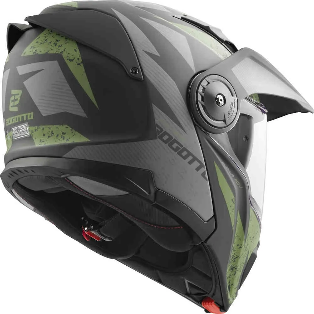 FG-102 Safari Fiberglass Enduro/Flip Up Helmet Bogotto matte black/gray/green