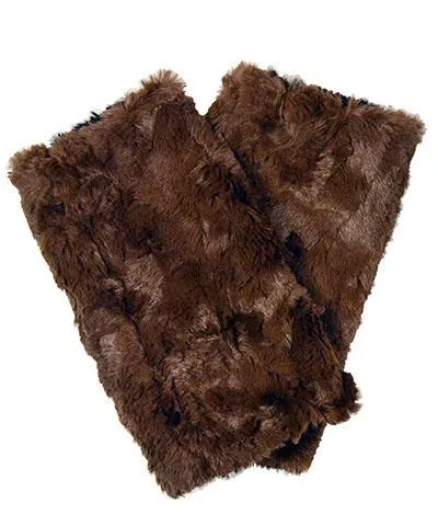 Fingerless / Driving Gloves - Vegan Leather in Camel with Cuddly Faux Fur