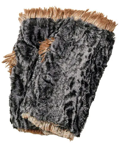 Fingerless / Texting Gloves, Reversible - Fox Faux Fur