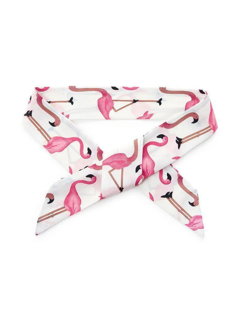 Flamingo Print Skinny Scarf