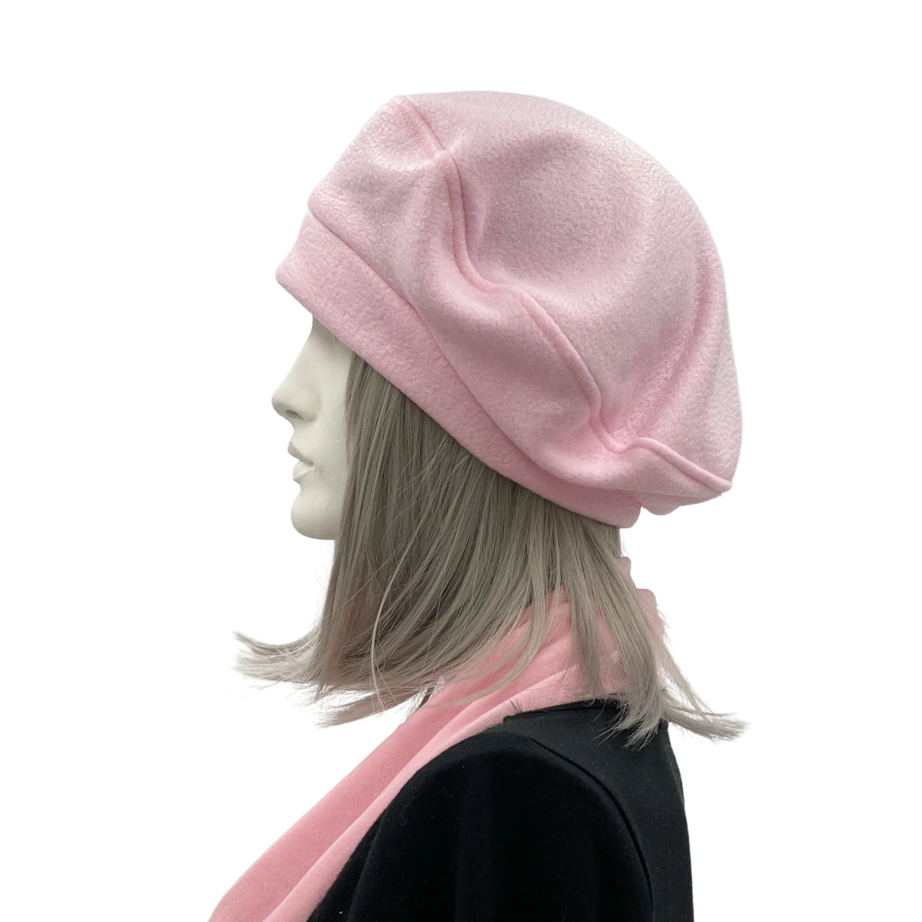 French Beret in Pale Pink Spring Fleece