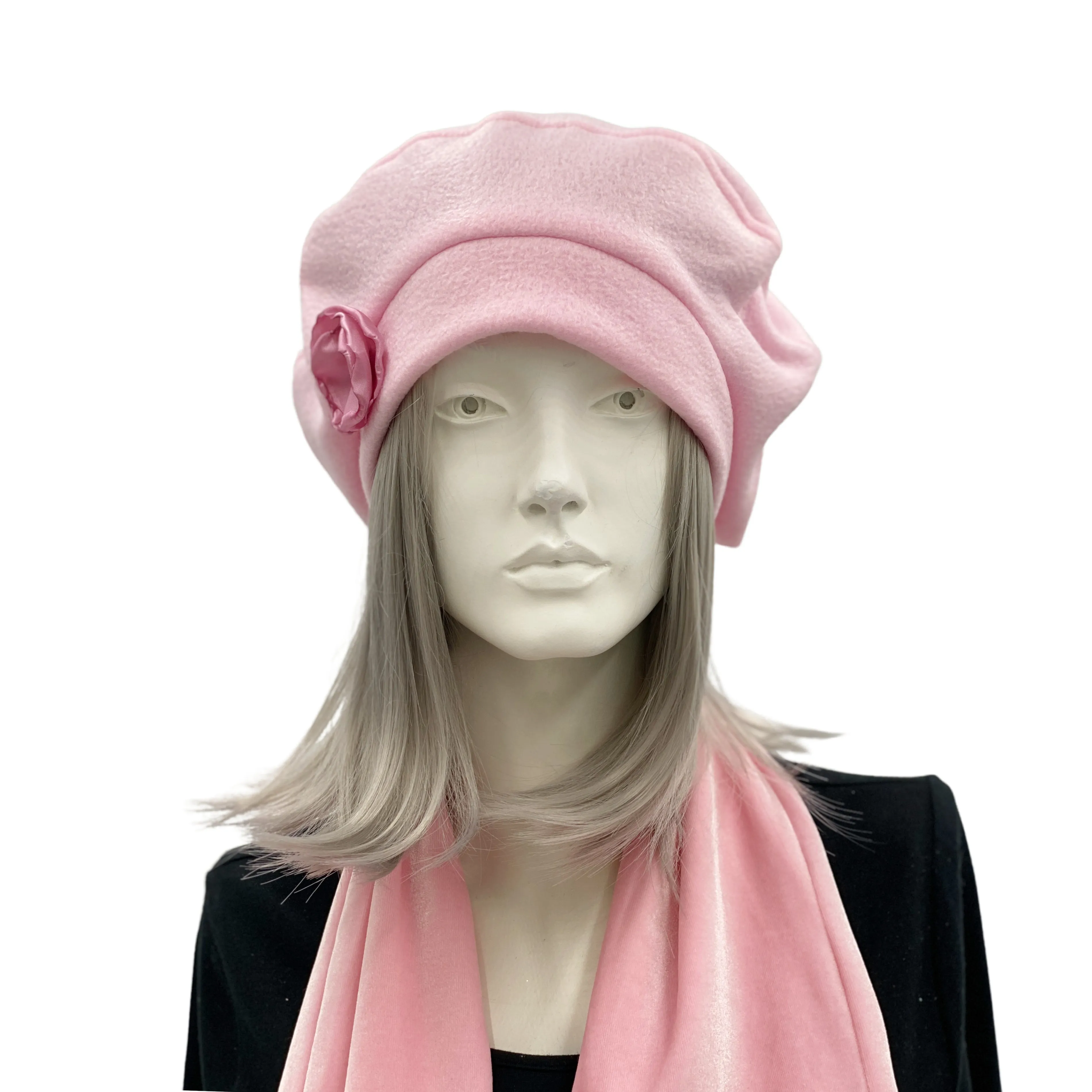 French Beret in Pale Pink Spring Fleece