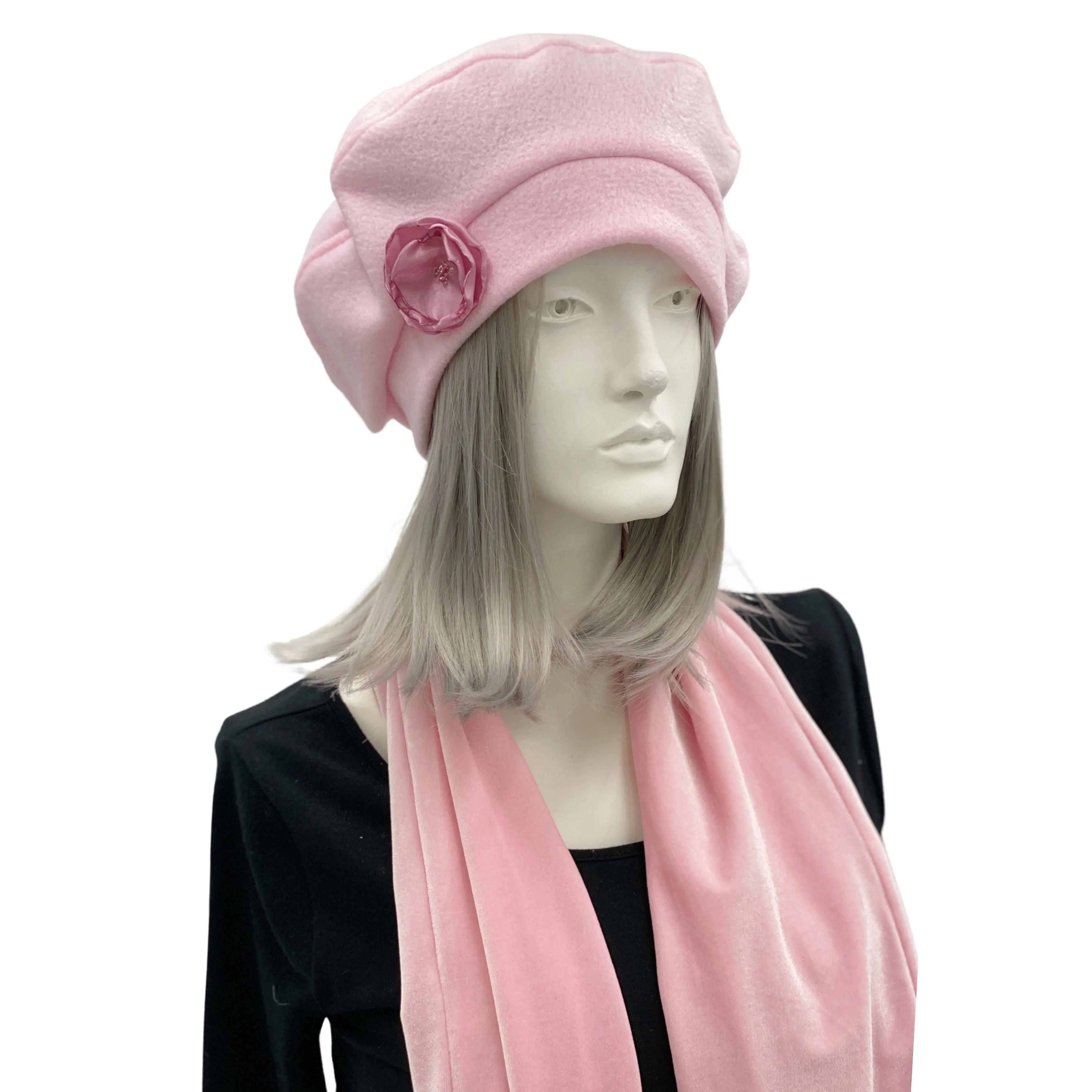 French Beret in Pale Pink Spring Fleece